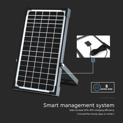 LED Saules enerģijas prožektors ar sensoru LED/30W/6,4V 6400K 6000 mAh + tālvadības pults