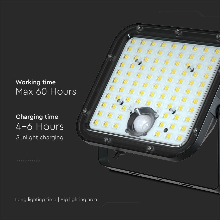 LED Saules enerģijas prožektors ar sensoru LED/30W/6,4V 6400K 6000 mAh + tālvadības pults