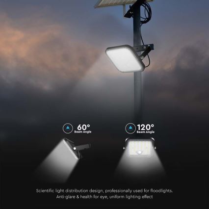 LED Saules enerģijas prožektors ar sensoru LED/30W/6,4V 6400K 6000 mAh + tālvadības pults