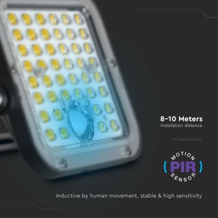 LED Saules enerģijas prožektors ar sensoru LED/30W/6,4V 6400K 6000 mAh + tālvadības pults