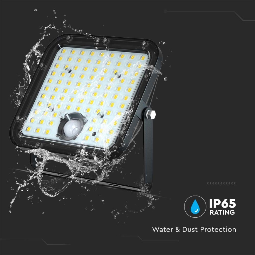 LED Saules enerģijas prožektors ar sensoru LED/30W/6,4V 6400K 6000 mAh + tālvadības pults