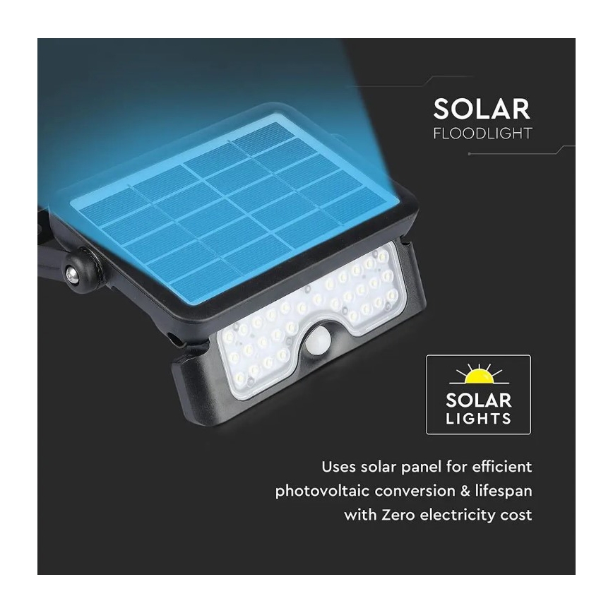 LED Saules enerģijas prožektors ar sensoru LED/5W/3,7V IP65 4000K 3000 mAh