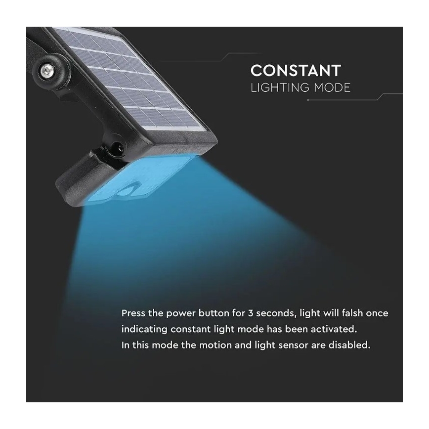 LED Saules enerģijas prožektors ar sensoru LED/5W/3,7V IP65 4000K 3000 mAh