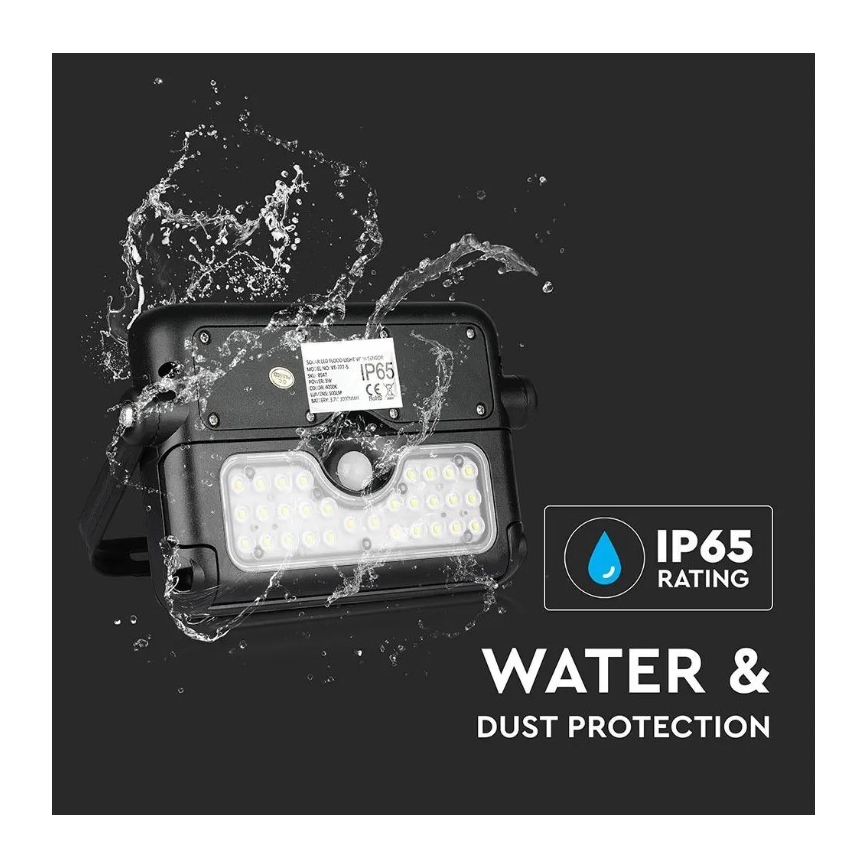 LED Saules enerģijas prožektors ar sensoru LED/5W/3,7V IP65 4000K 3000 mAh