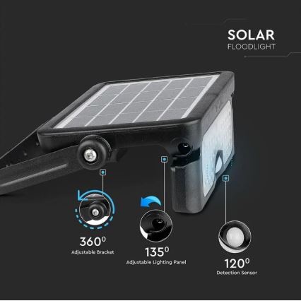 LED Saules enerģijas prožektors ar sensoru LED/5W/3,7V IP65 4000K 3000 mAh