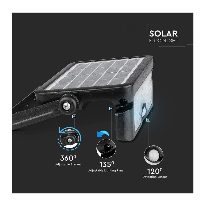 LED Saules enerģijas prožektors ar sensoru LED/5W/3,7V IP65 4000K 3000 mAh