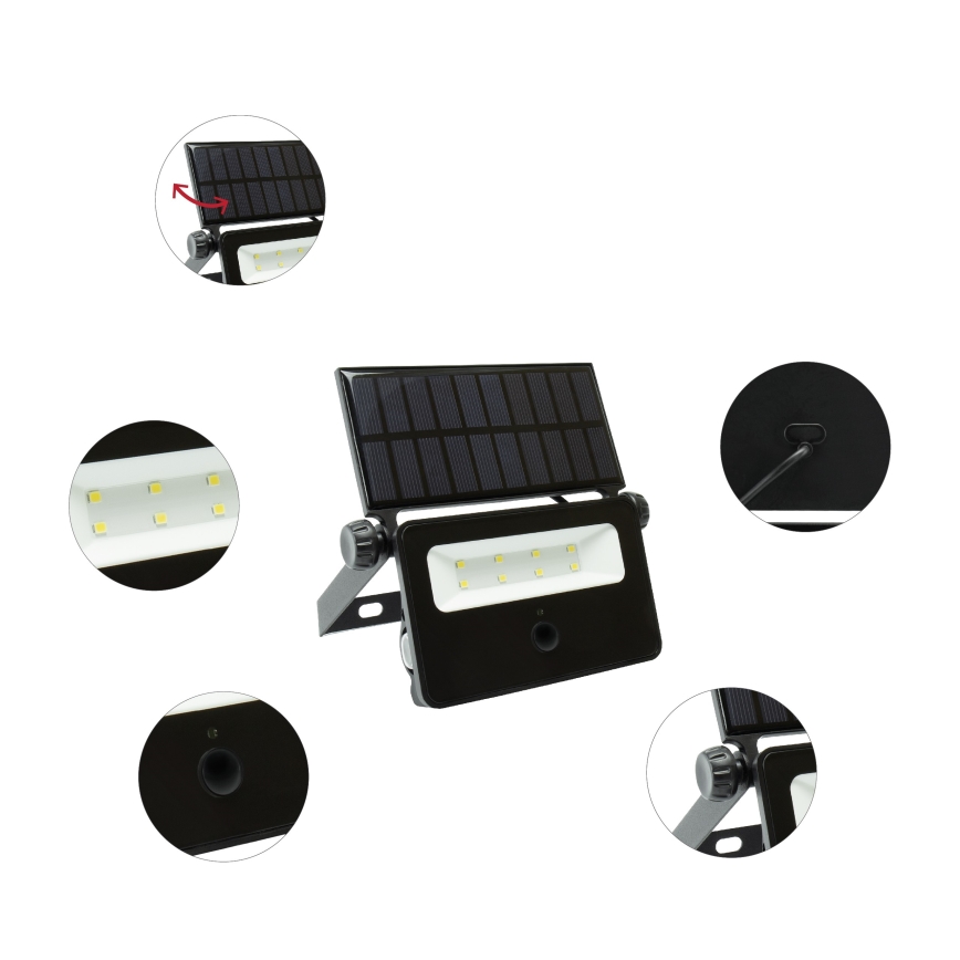 LED Saules enerģijas prožektors ar sensoru NOCTIS LED/2W/1800 mAh 3,7V 6000K IP65