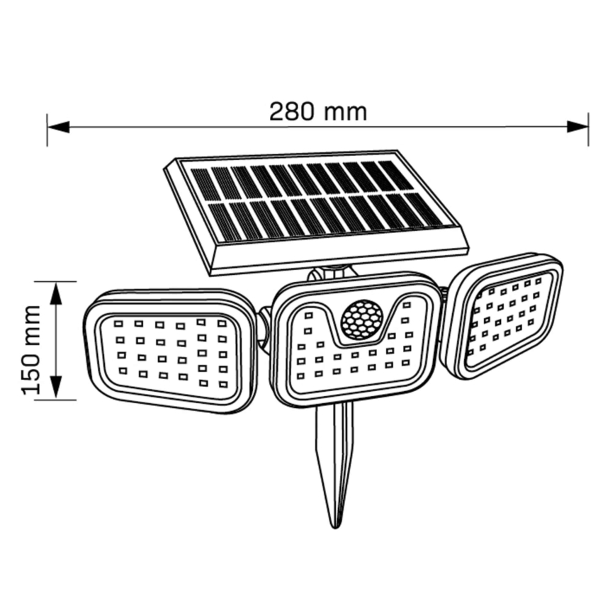 LED Saules enerģijas prožektors ar sensoru TRIO LED/0,6W/3,7V 1200 mAh IP44