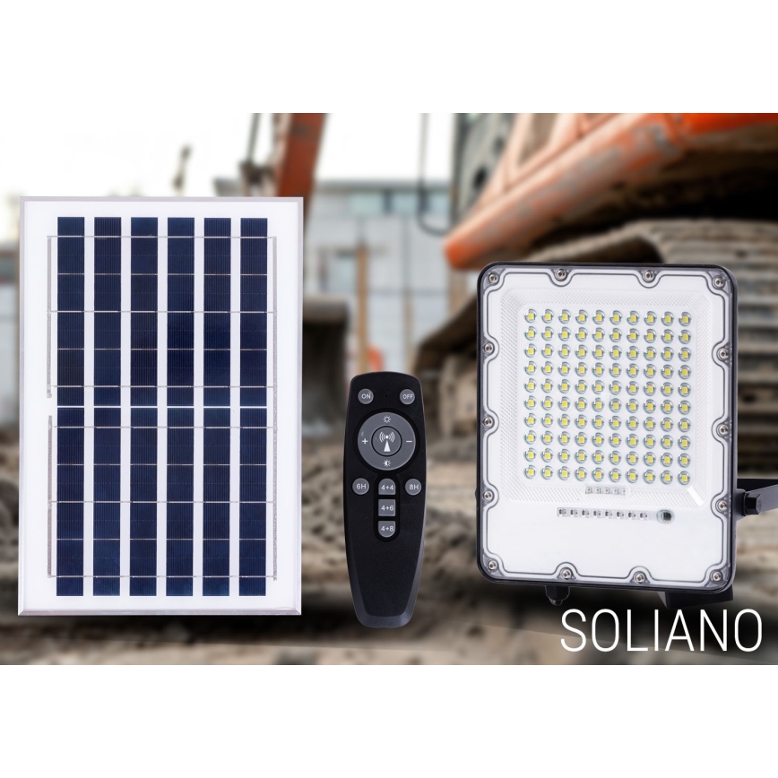 LED Āra aptumšojama saules enerģijas Prožektors LED/100W/3,2V 4500K IP65 melna + tālvadības pults