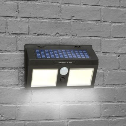 LED Saules enerģijas sienas gaismeklis ar sensoru 2xLED/2,5W/5,5V IP65