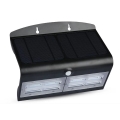 LED Saules enerģijas sienas gaismeklis ar sensoru LED/7W/3,7V 4000K IP65 melns