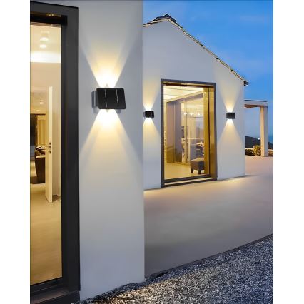 LED Saules enerģijas sienas lampa 4xLED/1,5W/3,7V IP54 melna
