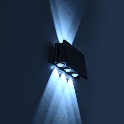 LED Saules enerģijas sienas lampa ALF LED/4W/1200 mAh 6000K IP54 melna