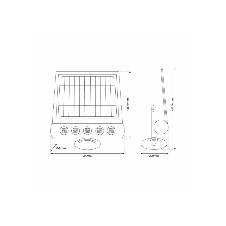LED Saules enerģijas sienas lampa ar kustību un krēslas sensoru LED/8W/3,7V 4000 mAh 4000K IP65