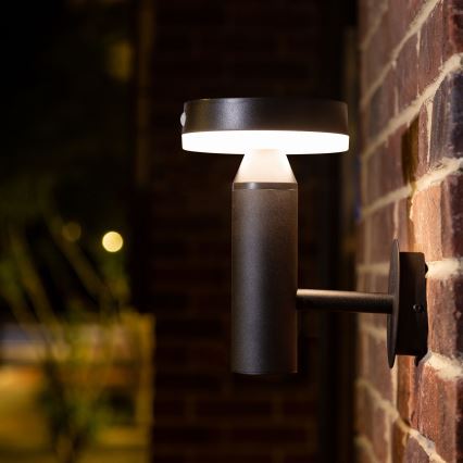 LED Saules enerģijas sienas lampa ar sensoru GWINEA LED/4,5W/3,7V IP44 melna
