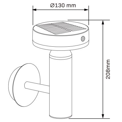 LED Saules enerģijas sienas lampa ar sensoru GWINEA LED/4,5W/3,7V IP44 melna