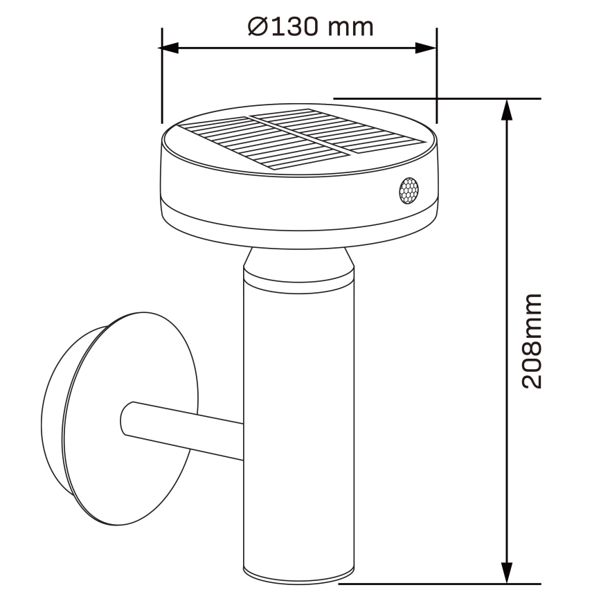 LED Saules enerģijas sienas lampa ar sensoru GWINEA LED/4,5W/3,7V IP44 melna