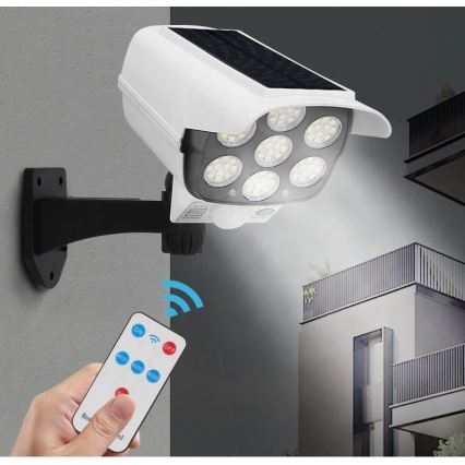 LED Saules enerģijas butaforas drošības kamera ar sensoru KAMERA LED/1W/3,7V 1200 mAh IP44 + tālvadības pults