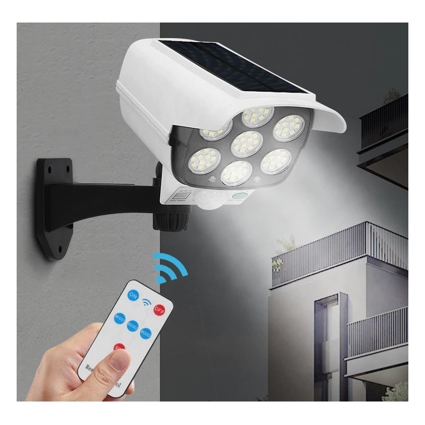 LED Saules enerģijas butaforas drošības kamera ar sensoru KAMERA LED/1W/3,7V 1200 mAh IP44 + tālvadības pults
