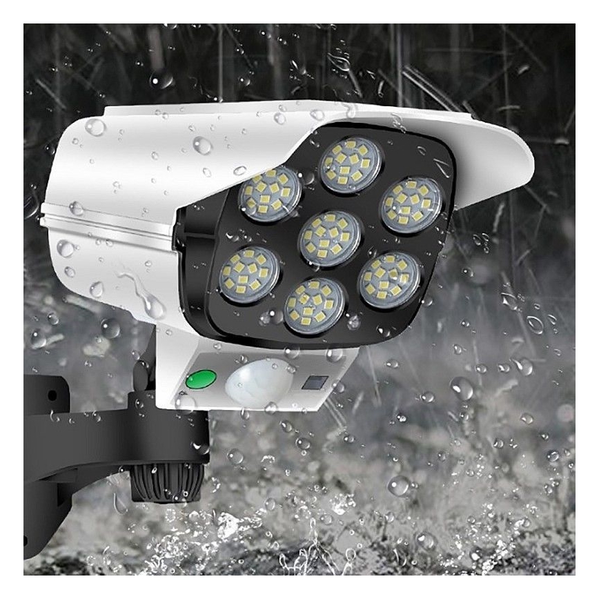 LED Saules enerģijas butaforas drošības kamera ar sensoru KAMERA LED/1W/3,7V 1200 mAh IP44 + tālvadības pults
