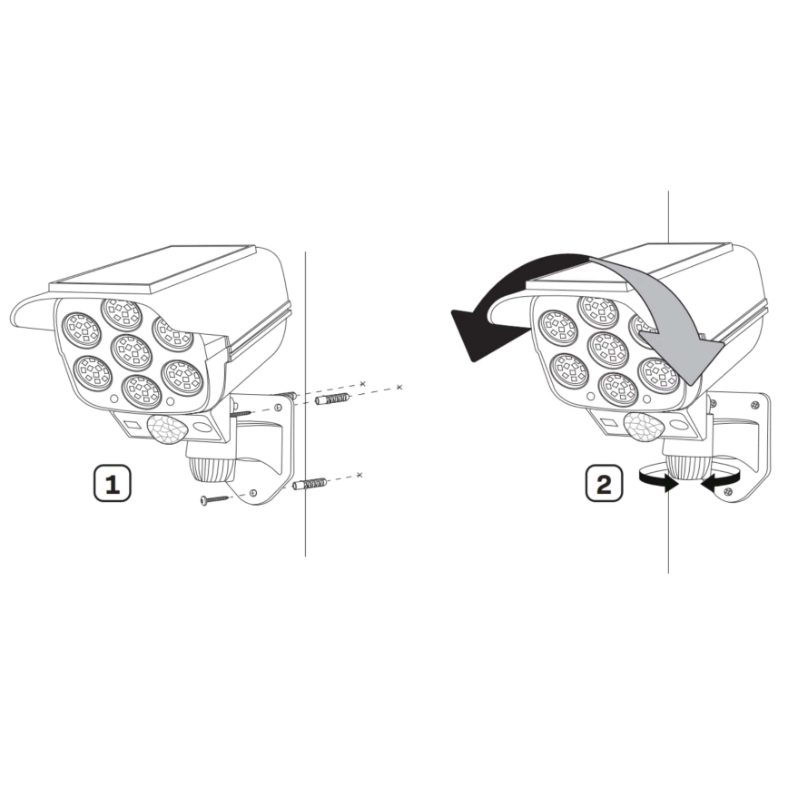 LED Saules enerģijas butaforas drošības kamera ar sensoru KAMERA LED/1W/3,7V 1200 mAh IP44 + tālvadības pults