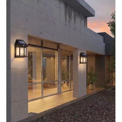 LED Saules enerģijas sienas lampa ar sensoru LANTER LED/1W/3,7V 1200 mAh IP44 melna