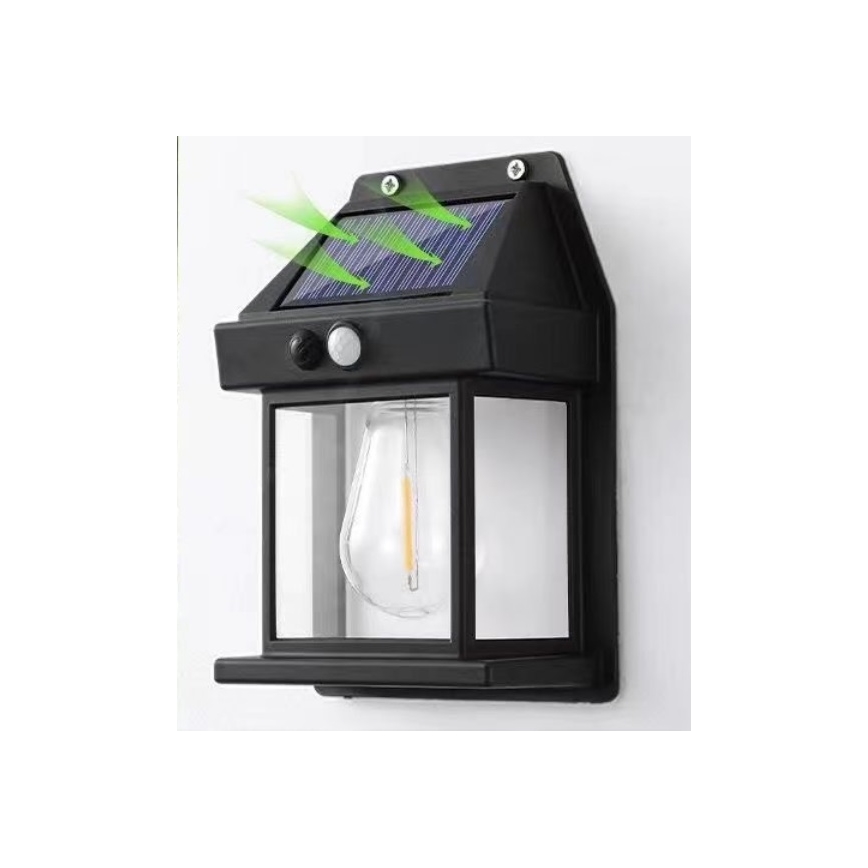 LED Saules enerģijas sienas lampa ar sensoru LANTER LED/1W/3,7V 1200 mAh IP44 melna