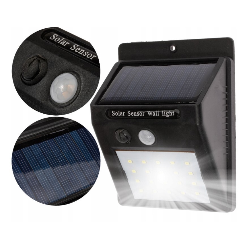 LED Saules enerģijas sienas lampa ar sensoru LED/0,55W/3,7V 1200 mAh IP65