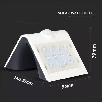 LED Saules enerģijas sienas lampa ar sensoru LED/1.5W/3,7V IP65 1200 mAh