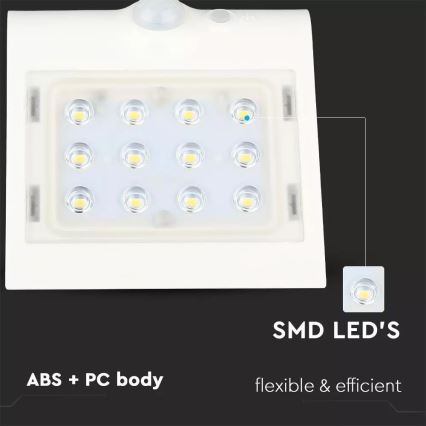 LED Saules enerģijas sienas lampa ar sensoru LED/1.5W/3,7V IP65 1200 mAh