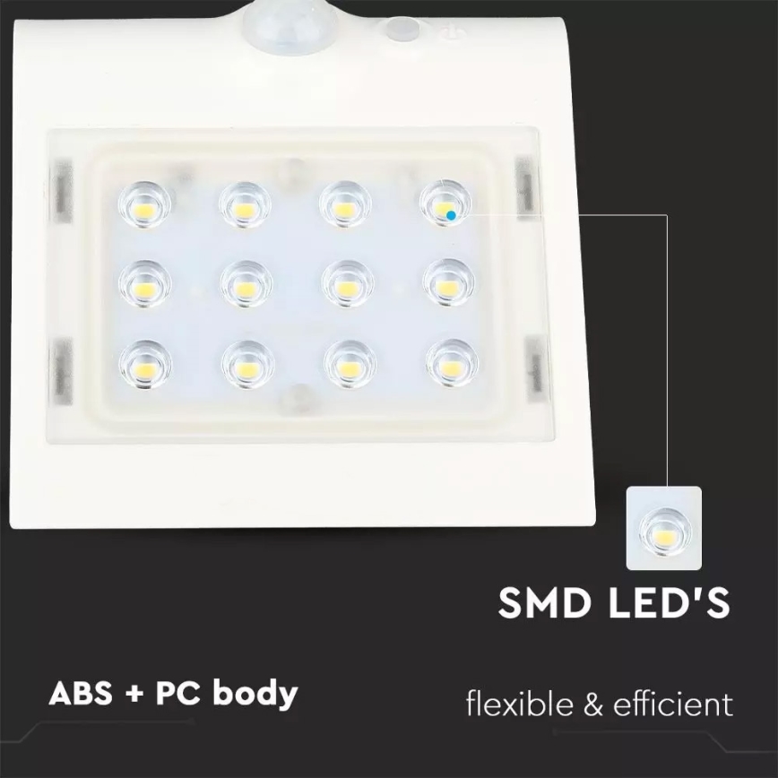 LED Saules enerģijas sienas lampa ar sensoru LED/1.5W/3,7V IP65 1200 mAh