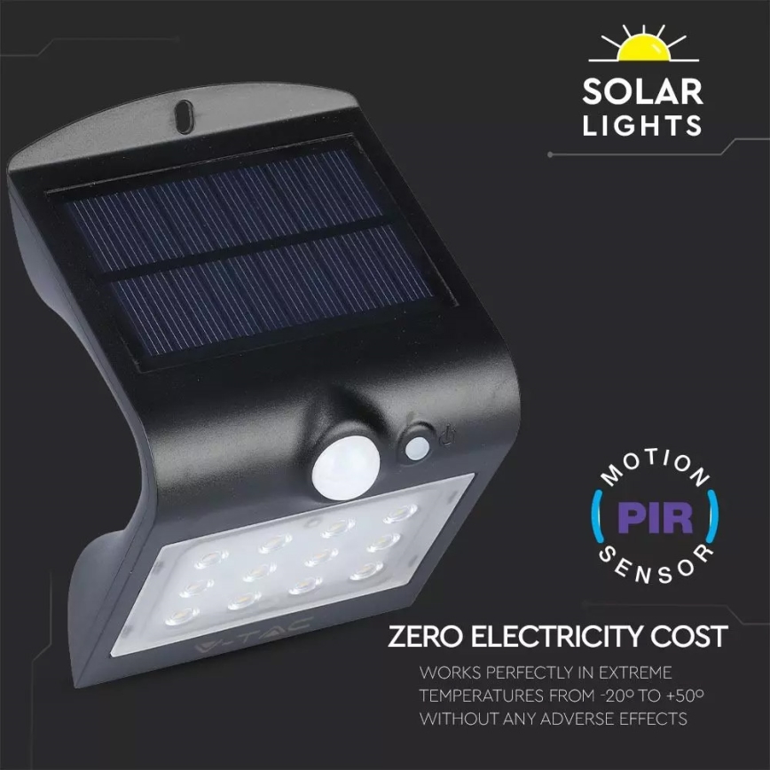 LED Saules enerģijas sienas lampa ar sensoru LED/1.5W/3,7V IP65 1200 mAh