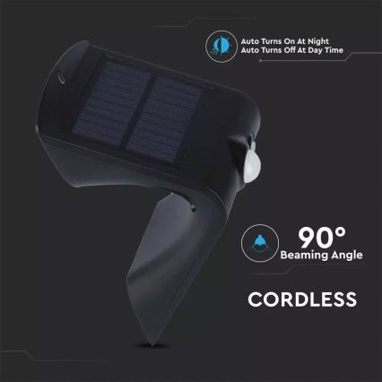 LED Saules enerģijas sienas lampa ar sensoru LED/1.5W/3,7V IP65 1200 mAh