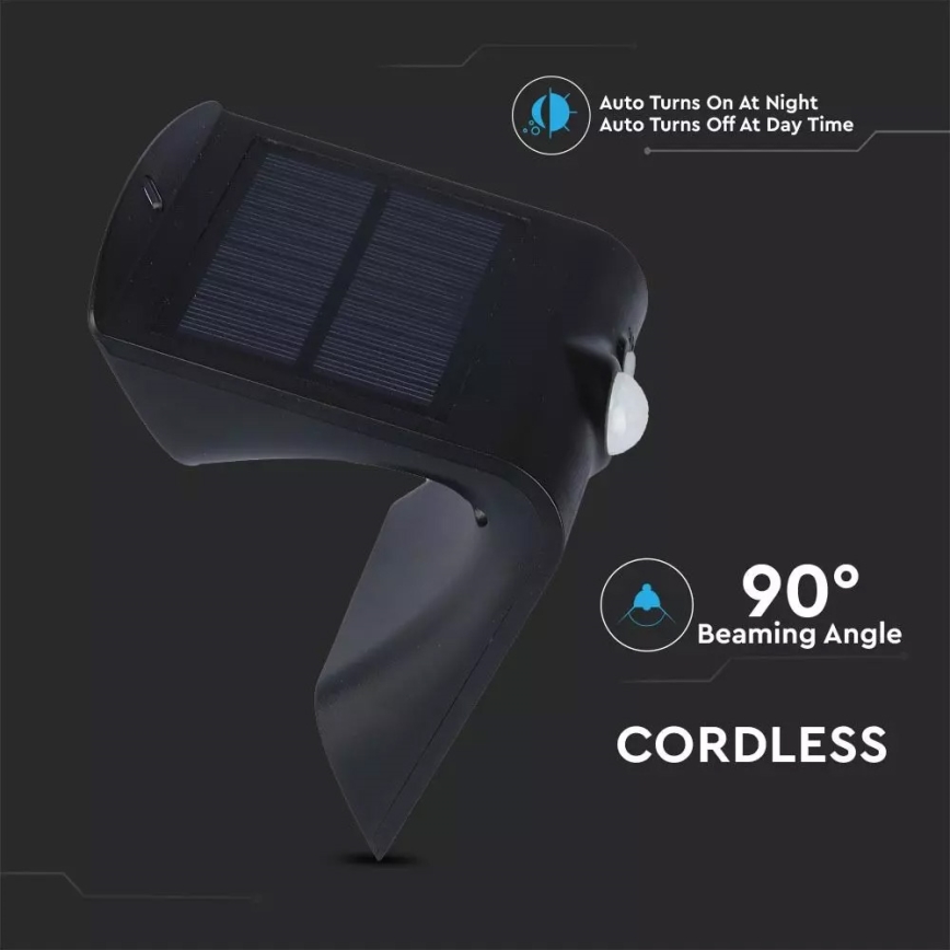 LED Saules enerģijas sienas lampa ar sensoru LED/1.5W/3,7V IP65 1200 mAh