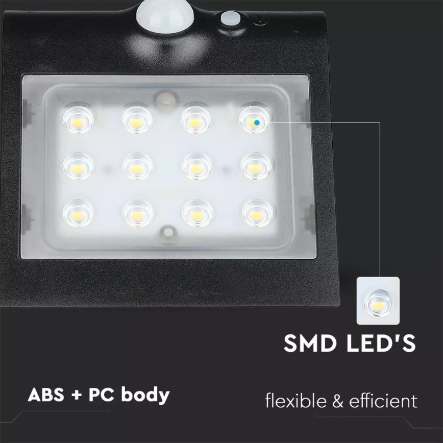 LED Saules enerģijas sienas lampa ar sensoru LED/1.5W/3,7V IP65 1200 mAh