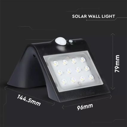 LED Saules enerģijas sienas lampa ar sensoru LED/1.5W/3,7V IP65 1200 mAh