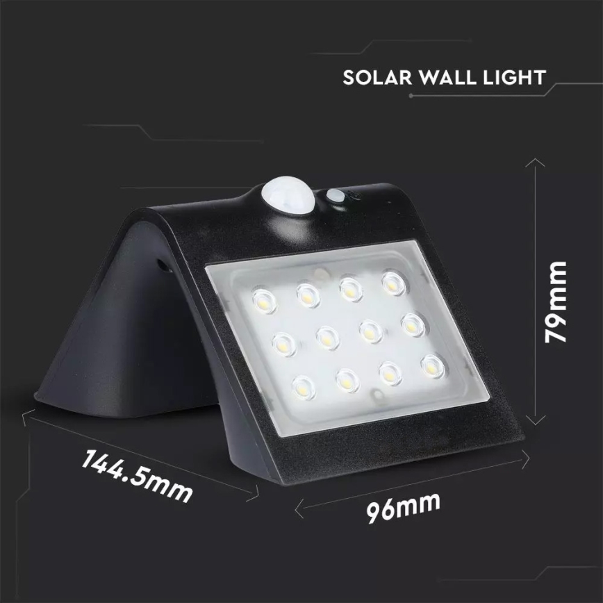 LED Saules enerģijas sienas lampa ar sensoru LED/1.5W/3,7V IP65 1200 mAh