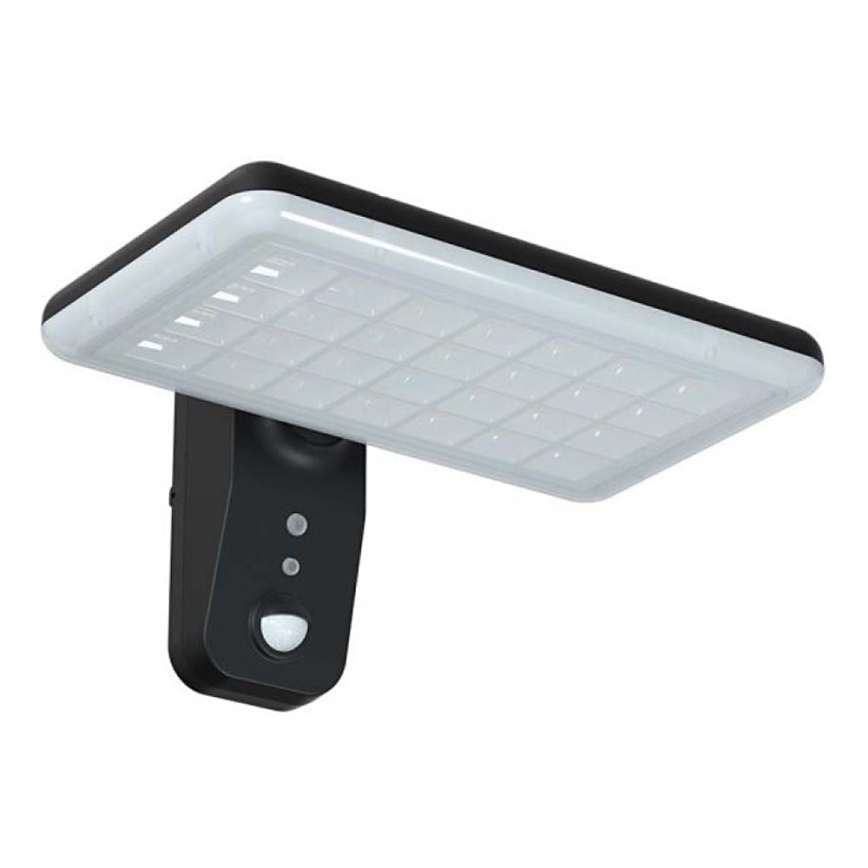LED Saules enerģijas sienas lampa ar sensoru LED/15W/3,2V 4000K/6000K IP65 6000 mAh melna