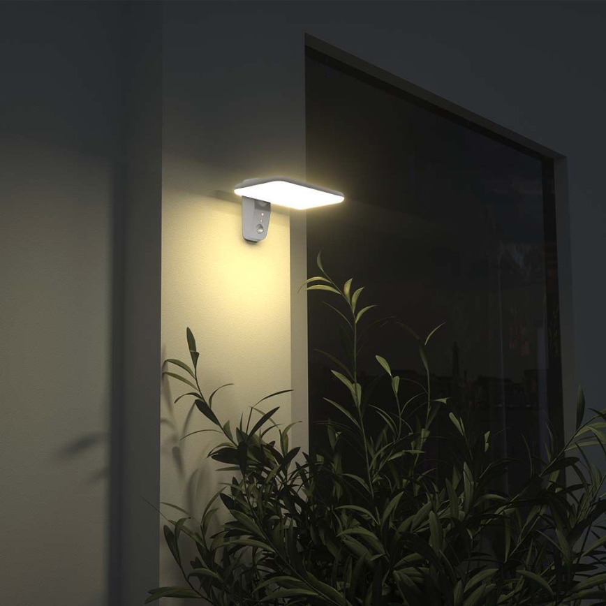 LED Saules enerģijas sienas lampa ar sensoru LED/15W/3,2V 4000K/6000K IP65 6000 mAh balta