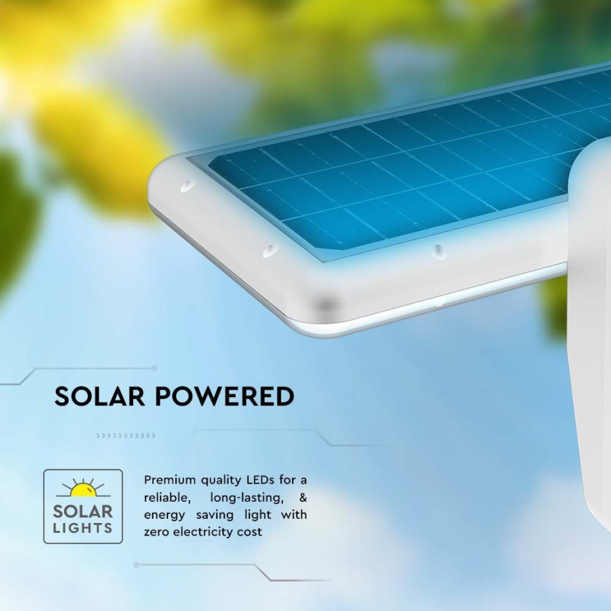 LED Saules enerģijas sienas lampa ar sensoru LED/15W/3,2V 4000K/6000K IP65 6000 mAh balta