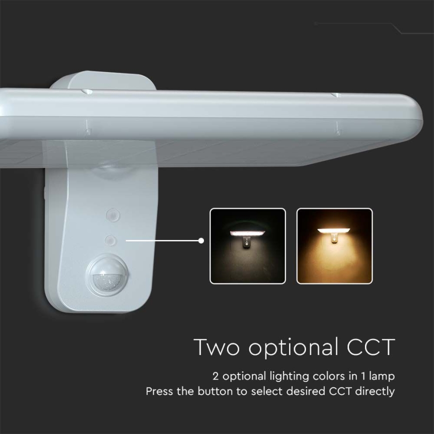 LED Saules enerģijas sienas lampa ar sensoru LED/15W/3,2V 4000K/6000K IP65 6000 mAh balta