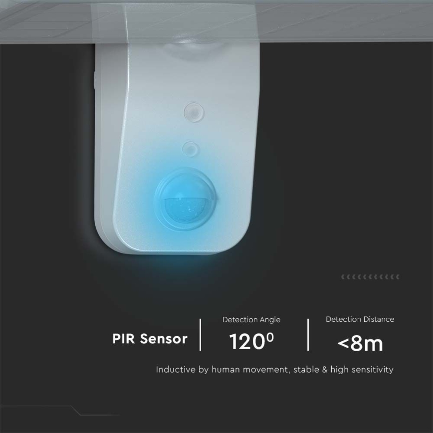 LED Saules enerģijas sienas lampa ar sensoru LED/15W/3,2V 4000K/6000K IP65 6000 mAh balta