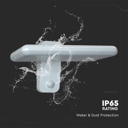 LED Saules enerģijas sienas lampa ar sensoru LED/15W/3,2V 4000K/6000K IP65 6000 mAh balta