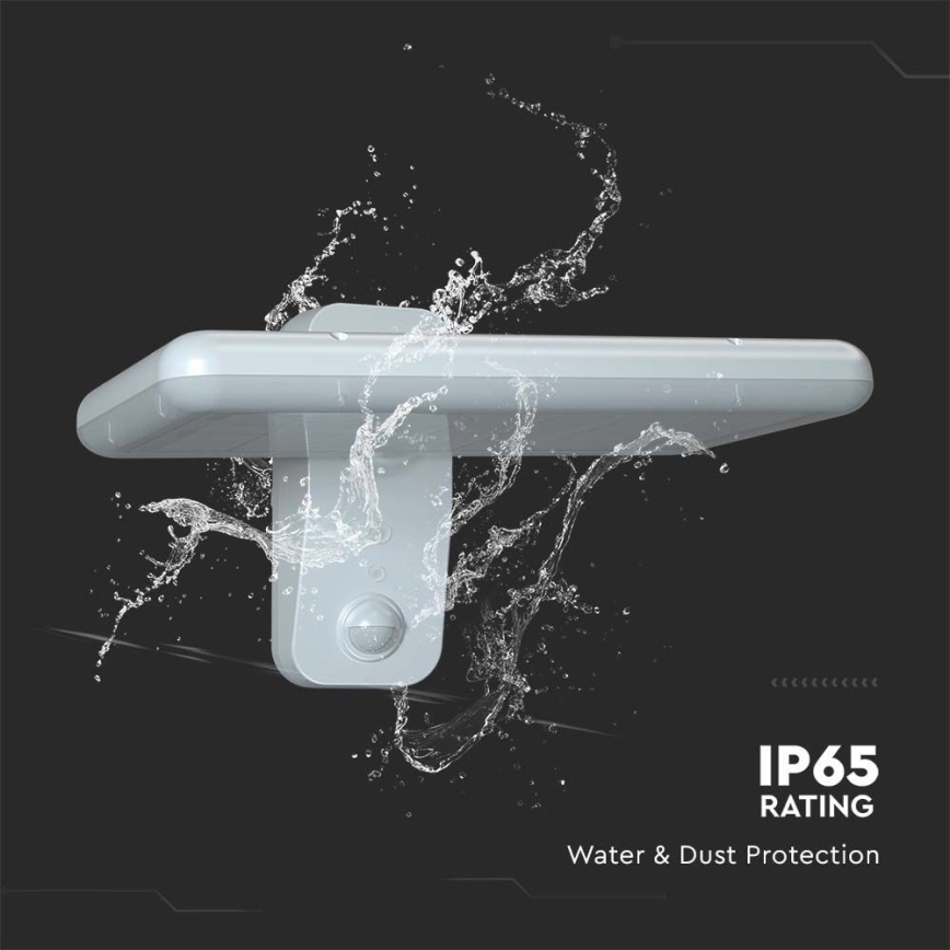 LED Saules enerģijas sienas lampa ar sensoru LED/15W/3,2V 4000K/6000K IP65 6000 mAh balta