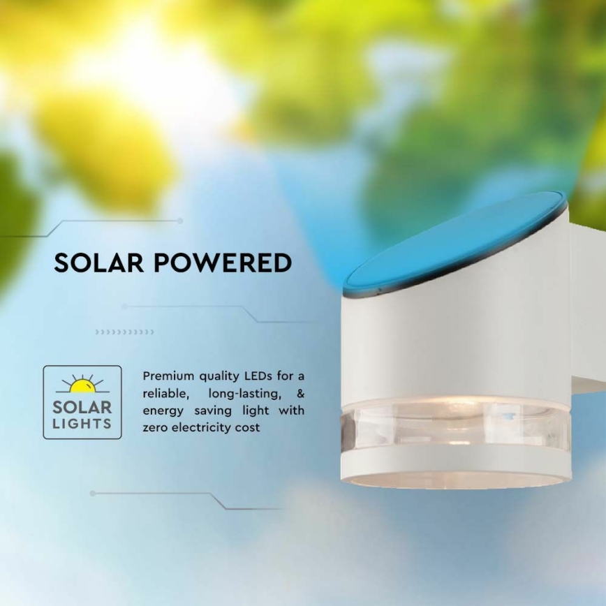 LED Saules enerģijas sienas lampa ar sensoru LED/1W/3,7V IP54 3000K 1200 mAh balta