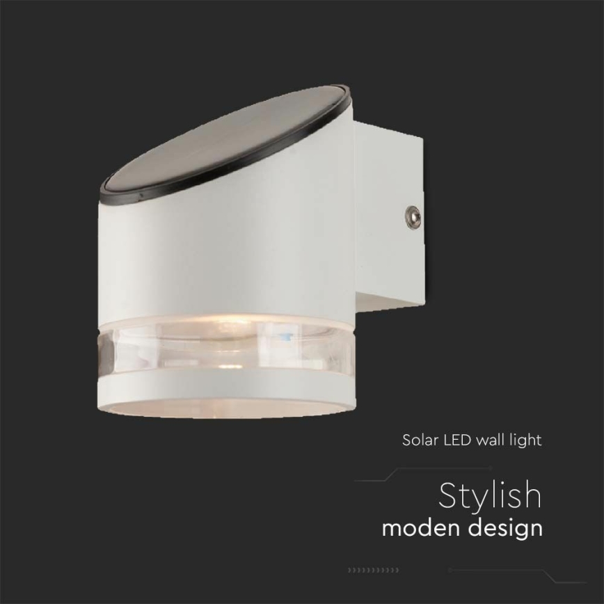 LED Saules enerģijas sienas lampa ar sensoru LED/1W/3,7V IP54 3000K 1200 mAh balta