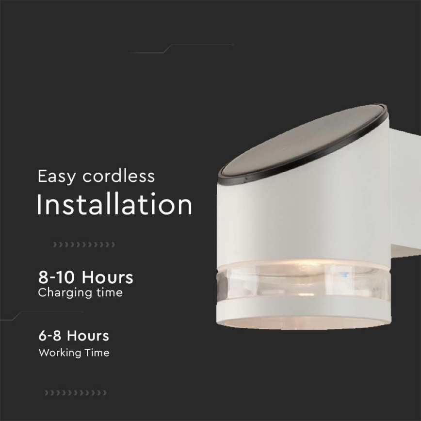 LED Saules enerģijas sienas lampa ar sensoru LED/1W/3,7V IP54 3000K 1200 mAh balta