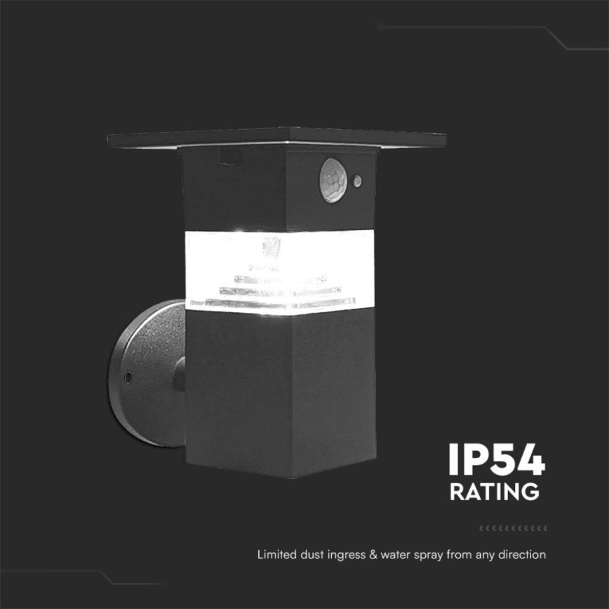 LED Saules enerģijas sienas lampa ar sensoru LED/2,5W/3,7V IP54 3000K