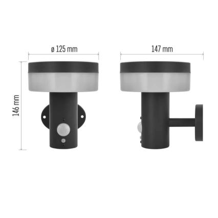 LED Saules enerģijas sienas lampa ar sensoru LED/2W/3,7V 1200 mAh IP44