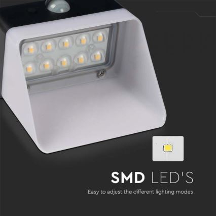 LED Saules enerģijas sienas lampa ar sensoru LED/2W/3,7V 4000K IP65